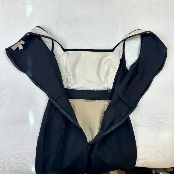 Banana Republic Sloan Colorblock Dress Black Cream Women’s 2P Petite Officewear - Picture 13 of 16